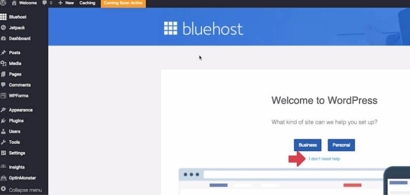 Bluehost Welcome to WordPress