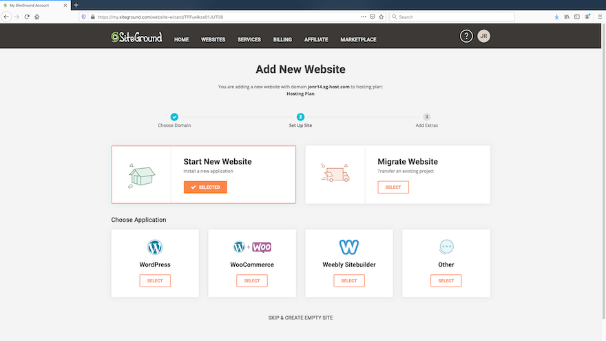 SiteGround - Add New Site SiteGround - Add New Site